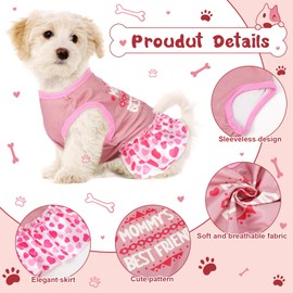 Clysee 6 Pack Girl Dog Clothes Pet Dress Shirt Female Cute Dog Sundress Puppy Summer Apparel Clothes Outfits with Ruffles for Pets Cats (Small Size)