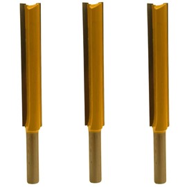 Rennie Tools - 3pcs 1/2" Cutting Diameter x 8mm Shank x 76mm Flute Extra Long TCT Tipped 2 Flute Straight Router Kitchen Worktop Cutter Bit. Compatible With Makita Bosch Trend Katsu Dewalt Router Etc