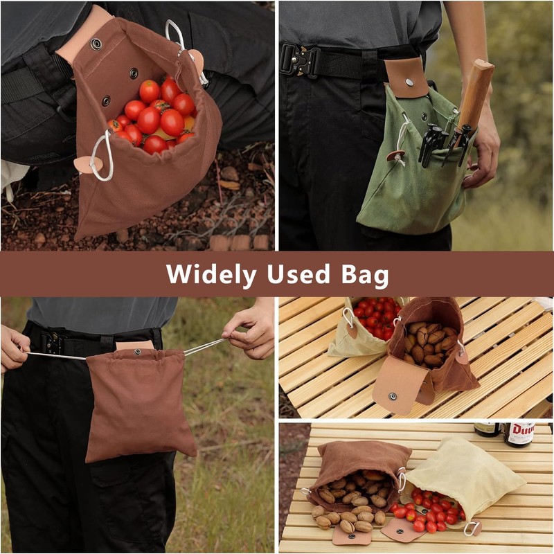 Roczential Foldable Canvas Belt Bag, 2024 Collapsible Foraging Bag Mushroom