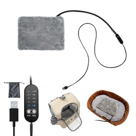 GooCare 2-in-1 Portable Pet Heating Pad Small 8"x11.5" with Plush Cover - Heated Mat for Small Cats Kittens Toy Dogs Puppies - USB Warmer for Carriers Crates Small Spaces - 5 Temps Auto Shut-Off
