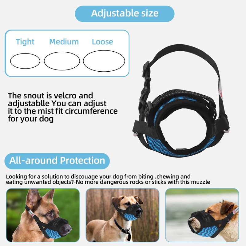 PET'S HUB Adjustable Dog Muzzle, Soft & Breathable, Prevents Biting