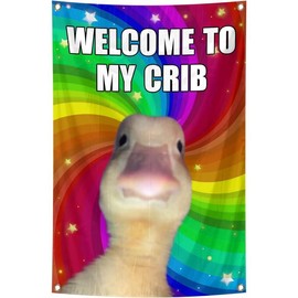 Welcome to My  Funny Flags Duck 2x3  Bedroom Wall Art Tapestry for Family Dormitory Living Room With Four Brass Buckle Holes (BLACK) - Color: color