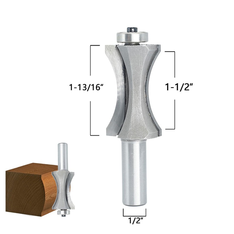 Akylin Convex Edge Oval Router Bits 1/2 Inch Shank,Shallow Bullnose