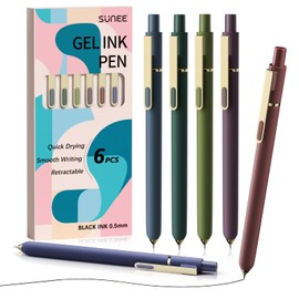 SUNEE Gel Pens, 6 Pack 0.5mm Pens Fine Point Smooth Writing Pens with Quick-Dry Black Ink, Cute Aesthetic School Office Note-Taking Pens for Journaling - Vintage