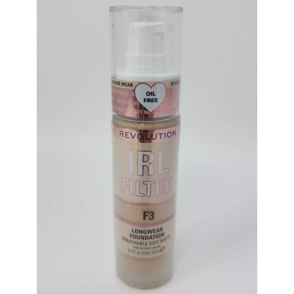 Makeup Revolution IRL Filter Longwear Foundation Breathable Soft Matte F3