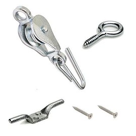 Fort Fasteners Washing Line Pulley Kits with Screw Eyes and Cleat Hooks