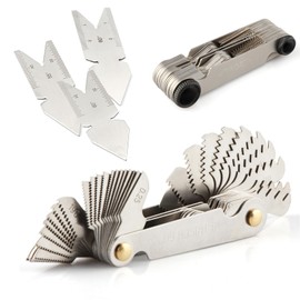 Yuentoen 58 Sheets Stainless Steel Thread Gauge Set, 60° Centre Fishtail Gauge for Thread Gauges and 55° Centre Gauge Inch Metric, 4-62G Whitworth Screw Thread Measuring Tool