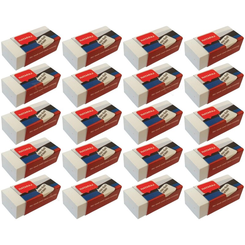 Nataraj Non-Dust Rubber Pencil White Erasers Office School Home Party
