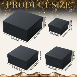 Dncvb Set of 4 Gift Boxes with Lid, Black Gift Box, 4 Different Sizes, Large and Small, Gift Box for Birthday, Flowers, Christmas, Wedding