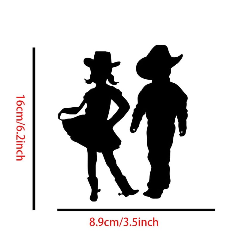 Western Silhouette Vinyl Decal Stickers, 2-Pack, Decorative Waterproof Design for