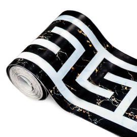 Soyizom PVC Wallpaper Border Modern Geometric Wall Covering Borders Sticker Peel and Stick Wall Border Backsplash Self-Adhesive Border Decortaive Tile Stickers Kitchen Cabinet Toilet Border