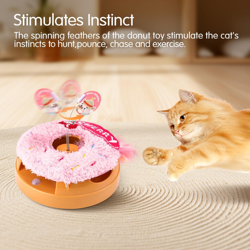 Migipaws Interactive Cat Toys, Automatic Frenzy Donut cat Toy with