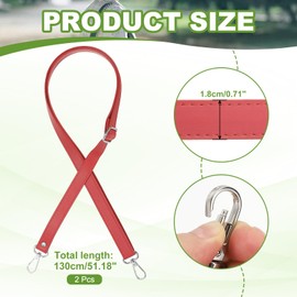 YELARXI Leather Purse Strap Replacement PU Crossbody Strap Adjustable Long with Gold Lobster Buckles, 51 Inch Fit for Handbags Shoulder Bag Accessories - Rectangle (2 Pack, Red)
