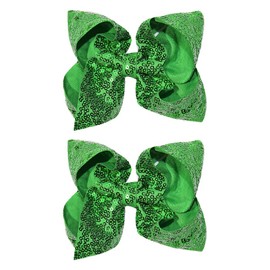 2 Pieces Large Sequin Hair Bows Glitter Hair Bows Large Sequin Hair Clips Shiny Hair Bow Hair Clips Glitter Bow Hair Accessories Green