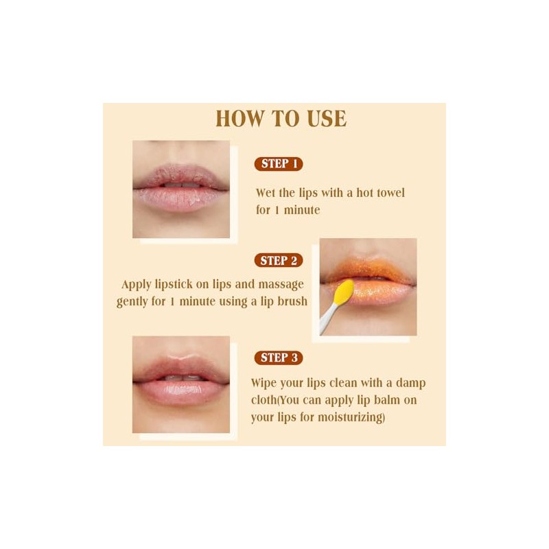Exfoliante Labial De Cúrcuma Y Limón Con Cepillo, Exfoliante Para