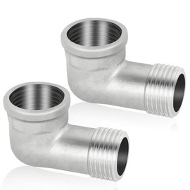 2 pieces 90 degree 304 stainless steel angle, 1/2 inch female thread/male stainless steel pipe angle, DN15 pipe angle bend adapter, 1/2 inch female thread x male thread pipe angle for irrigation