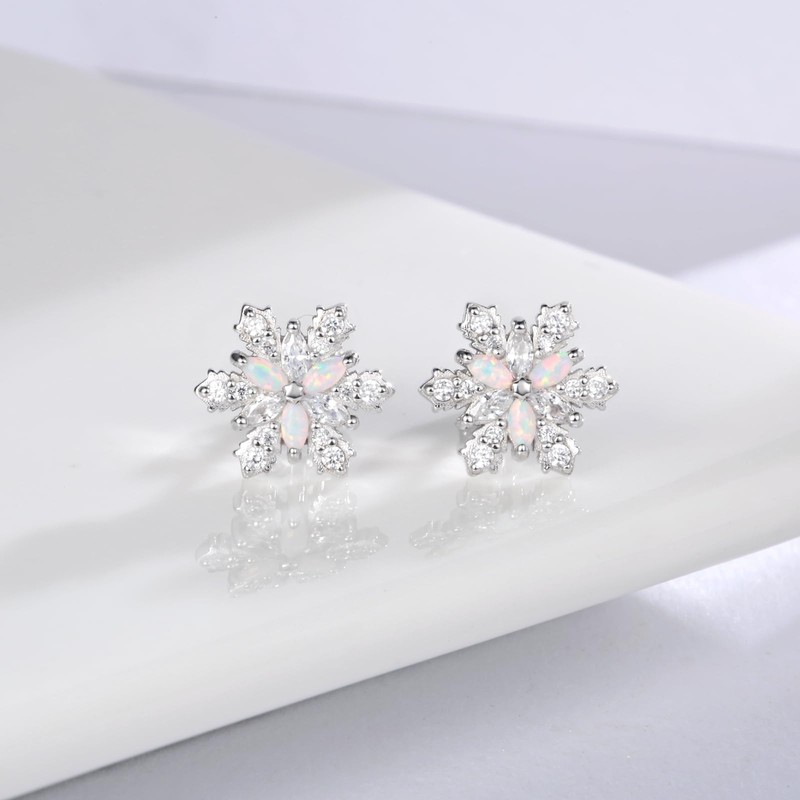 Sterling Silver Snowflake Earrings Necklace Bracelet: Winter Pendant Jewelry With