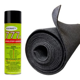 POLYMAT 10ftx3.75ft Charcoal Speaker Box Carpet +1can 777 spray instant tack glue