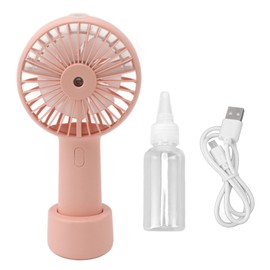 Handheld Misting Fan Quiet 2000mAh 3 Wind Speed 2 Spray Mode 7 Turbine Blades USB Personal Mister Fan for Desktop Pink