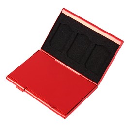 Aluminum Shock Resistant Carrying Box Memory Card Storage Case Holder 12 Slots Storage Box Case for Card & TF Card Memory Card Holder (Red)