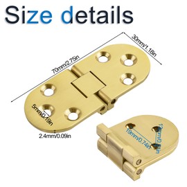 INCREWAY 4 Pack Solid Brass Round Edge Folding Hinges Sewing Machine Table Hinges Backfold Hinges for Folding Table Cabinet Door Furniture