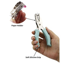 KINGSUPER 1/4” Hole Punch and 1/8” Small Single Hole Punch Handheld Paper Puncher for DIY Craft Tag (Green)