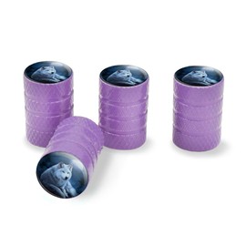 White Wolf Moon Valve Stem Caps for Tire Rim Wheel Aluminum - Purple