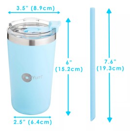 Popyum 2 Vasos Térmicos Infantil Tapa Y Popote 13oz Antifuga Color Rosa y azul Liso