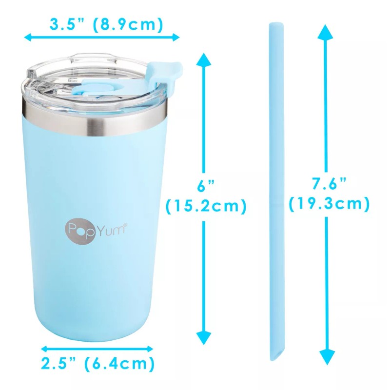 Popyum 2 Vasos Térmicos Infantil Tapa Y Popote 13oz Antifuga