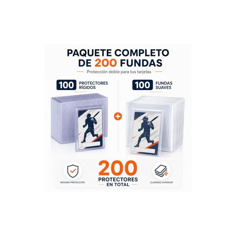 200 Fundas para tarjetas, Protectores de Tarjetas,Top Loader,Card Sleeves