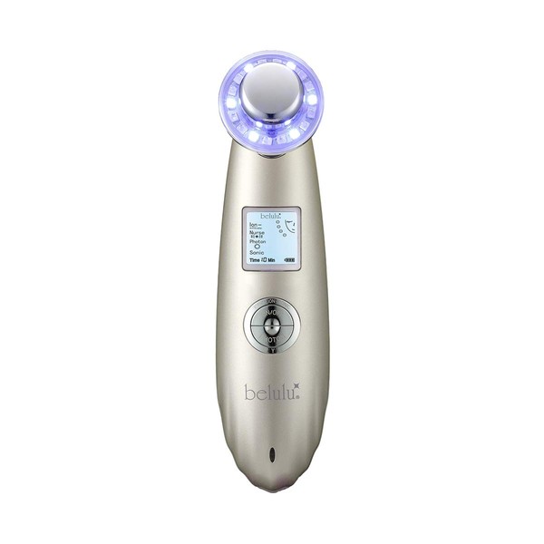 Belulu Classy Facial Equipment, Latest Model, Made in Japan, For Overseas Use, Belulu Classic, Multi-functional Facial Device, Ion Injection, Light Esttion, Massage, Ultrasonic, Cleansing, Cordless, Rechargeable, Facial Device (Gloss Gold)