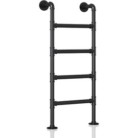 4-Rung Bunk Bed Ladder,4.8×1.5FT Wall-to-Floor Window Well Egress Climbing Ladder, Wrought Iron 330lbs Capacity, Indoor Outdoor for Basements, Attics, Lofts, Dorms & Home (4.8FT/146cm)