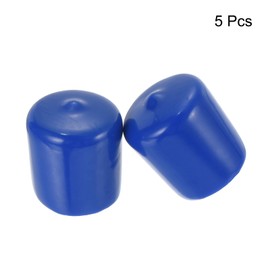 sourcing map 5pcs Rubber End Caps 25mm ID Vinyl Round Tube Bolt Cap Cover Screw Thread Protectors Blue