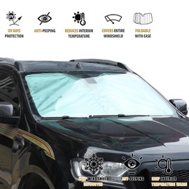 Windshield Sunshade Compatible with Ford Everest 2019-2024，Front Window Sun Shade, Sun Visor Blocker, Sun Visor Protector Blocks UV Rays，Heat Shield Keep Your Vehicle Cool