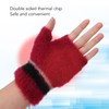 USB Heated Gloves Half Fingerless Flip Burgundy Double Sided Knit