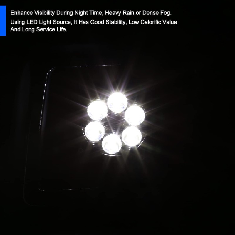 Spec-D Tuning Clear Driving LED Fog Lights +Built-In LED Bulbs
