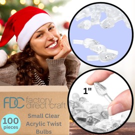 Factory Direct Craft Pack of 100 Mini Acrylic Ceramic Christmas Tree Replacement Twist Bulbs - Clear Plastic Twist Bulbs to Replace Missing Bulbs on Ceramic Trees (1 Inch L)
