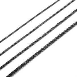 AFSTALR Men's Women's Stainless Steel Silver Chain Necklace Venetian Link Chain Link Necklace 2/2.5/3/4 mm 45/50/55/60/70 cm Box Chain for Men Jewellery Link Chain Silver/Gold/Black, Stainless Steel