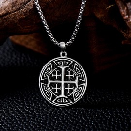 LEECCI Jerusalem Cross Necklace for Men 925 Sterling Silver Crusaders Jerusalem Cross Pendant Christians Jewelry Gifts for Men Father Husband