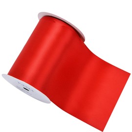 YAMA - Rollo de cinta de satén de doble cara, 4 pulgadas de ancho, ideal para marcos de silla, hacer lazo, coser y ramo de boda, 5 yardas/carrete, rojo