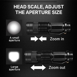 MODOAO Mini Tactical Torch LED Torch 300 lm Adjustable Focus Zoom Light Waterproof Torch for Hiking Camping (4 Pack)