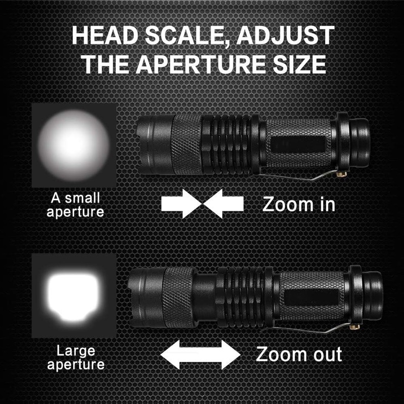 MODOAO Mini Tactical Torch LED Torch 300 lm Adjustable Focus