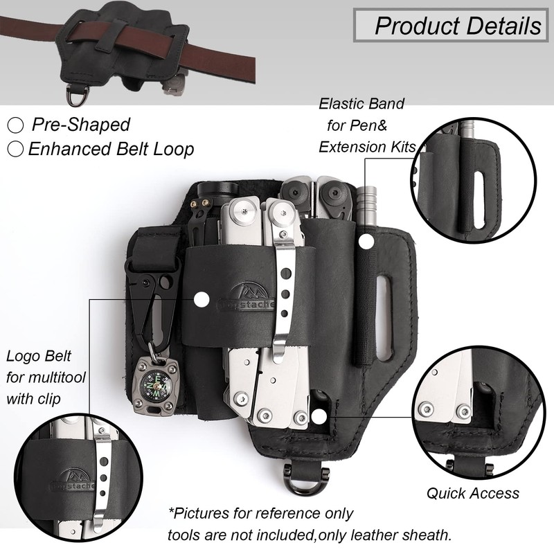 Topstache Leather Multitool Sheath,EDC Belt Organizer for Work and Daily