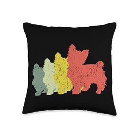 Dog Mom & Dad Silhouette - Vintage Teacup Yorkie Throw Pillow