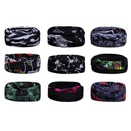 Scott Edward 9pcs Bandanas de Hombre Mujeres Headbands Headwear elástico Magia Bufanda Bandana Bandas de Deportes Yoga sin Costuras Camuflaje, Color d