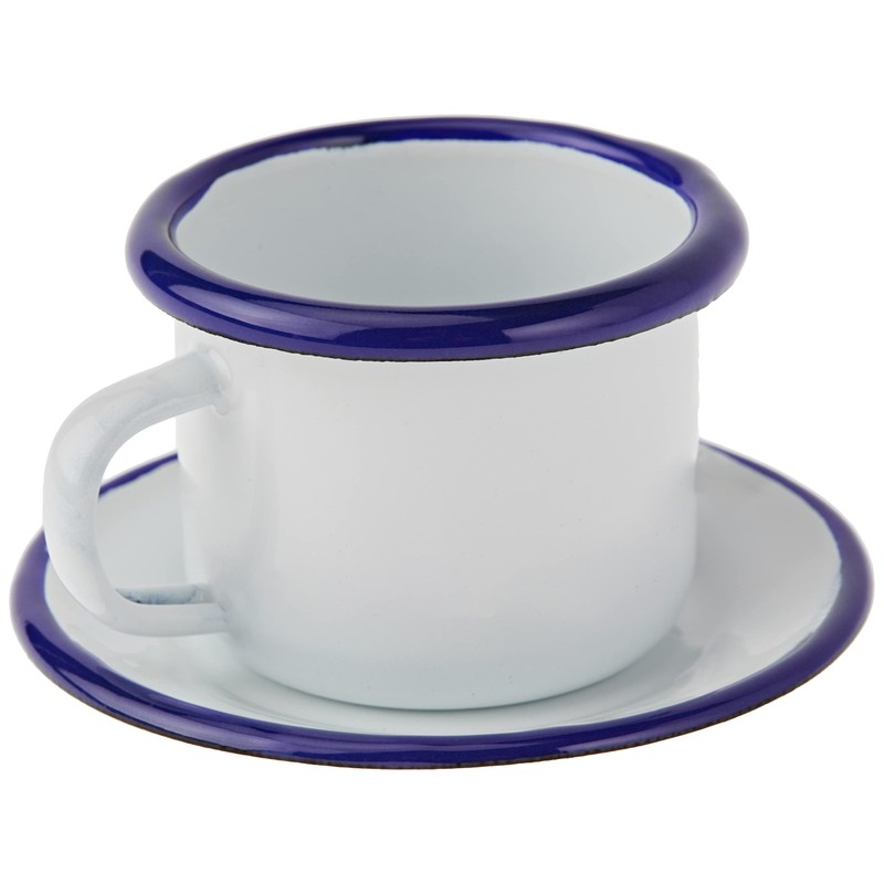 'Ibili 903000 Cup and Saucer "Blanca, Steel, White/Blue, 8.5 x