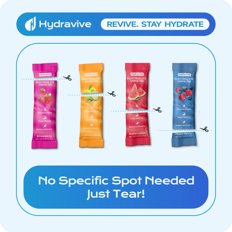 Hydravive Electrolyte Powder Packets Sugar Free Liquid Daily IV Drink