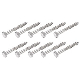 METALLIXITY 10pcs M8x65mm Hex Lag Screws 304 Stainless Steel Self Tapping Wood Bolts for Home Use