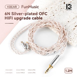 KBEAR FanMusic Earphone Replacement Cable, 6N OFC Silver-Plated Earbuds IEM Cable with MMCX Connection, Upgraded Hifi Audio Cords for Audiophile Musicians, Studio Monitoring (Silver Pink, MMCX 3.5MM)