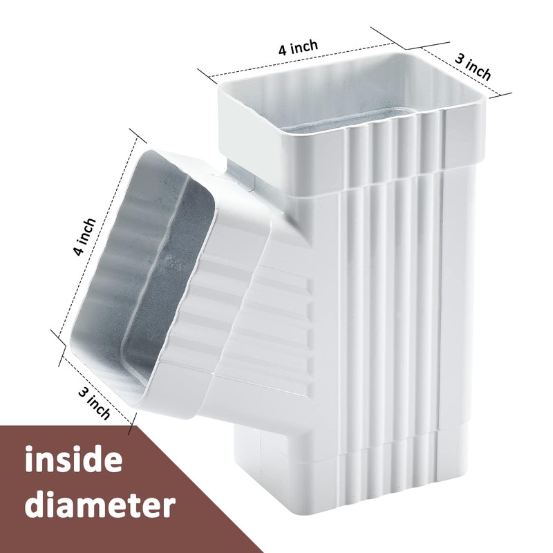 VYH Downspout Gutter for Y Connector 3X4,Square Downspout Diverter White